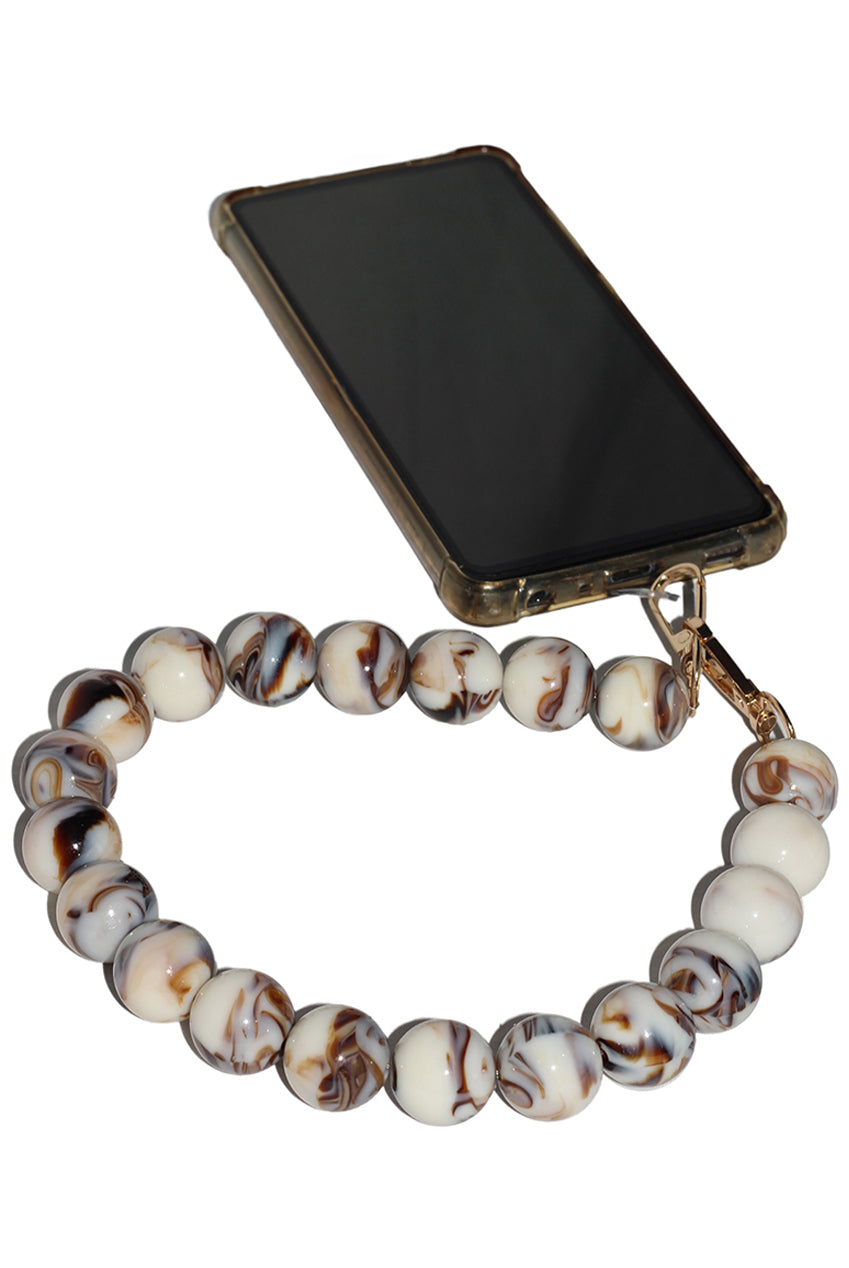 Goddiva Accessories Acrylic Ball Phone Strap - White Marble