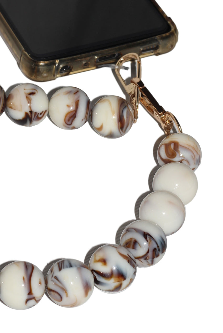 Goddiva Accessories Acrylic Ball Phone Strap - White Marble