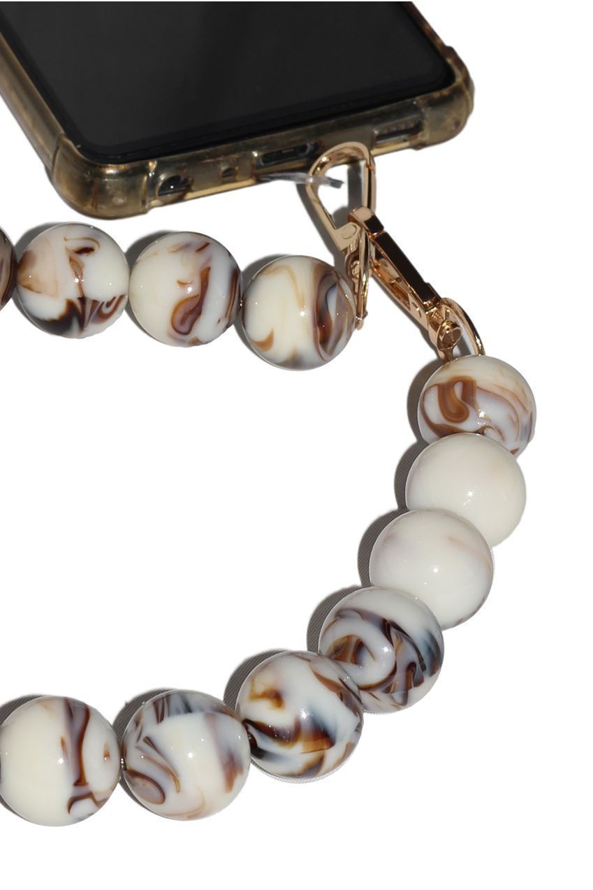 Goddiva Accessories Acrylic Ball Phone Strap - White Marble