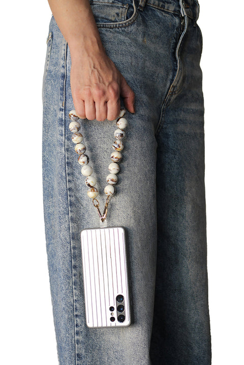 Goddiva Accessories Acrylic Ball Phone Strap - White Marble