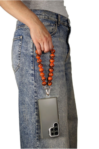 Orange - Goddiva Accessories Acrylic Ball Phone Strap - Orange