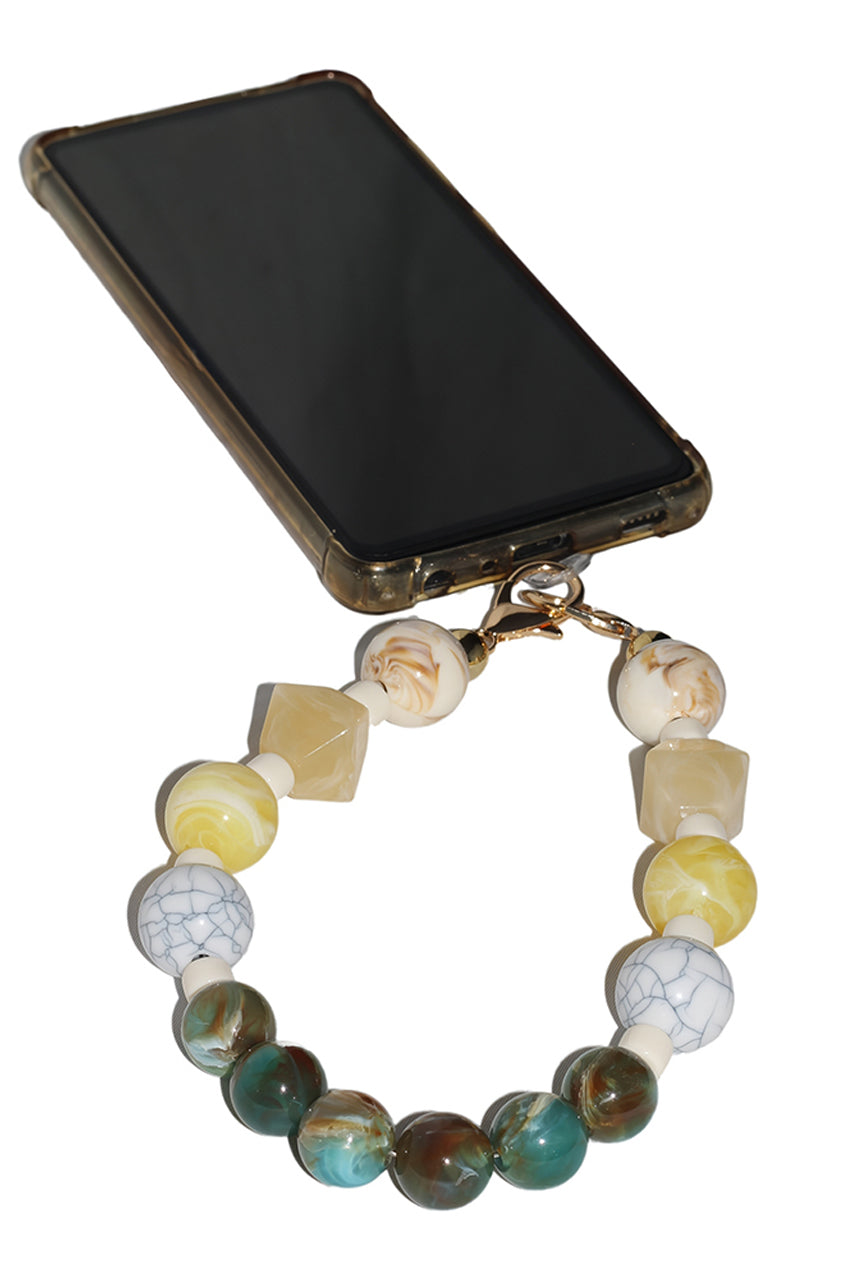 Goddiva Accessories Acrylic Rhombohedral Crystal & Ball Phone Strap - Multicolour