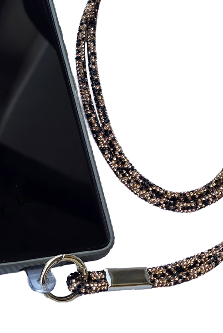 Goddiva Accessories Embellished Phone Strap - Black & Gold