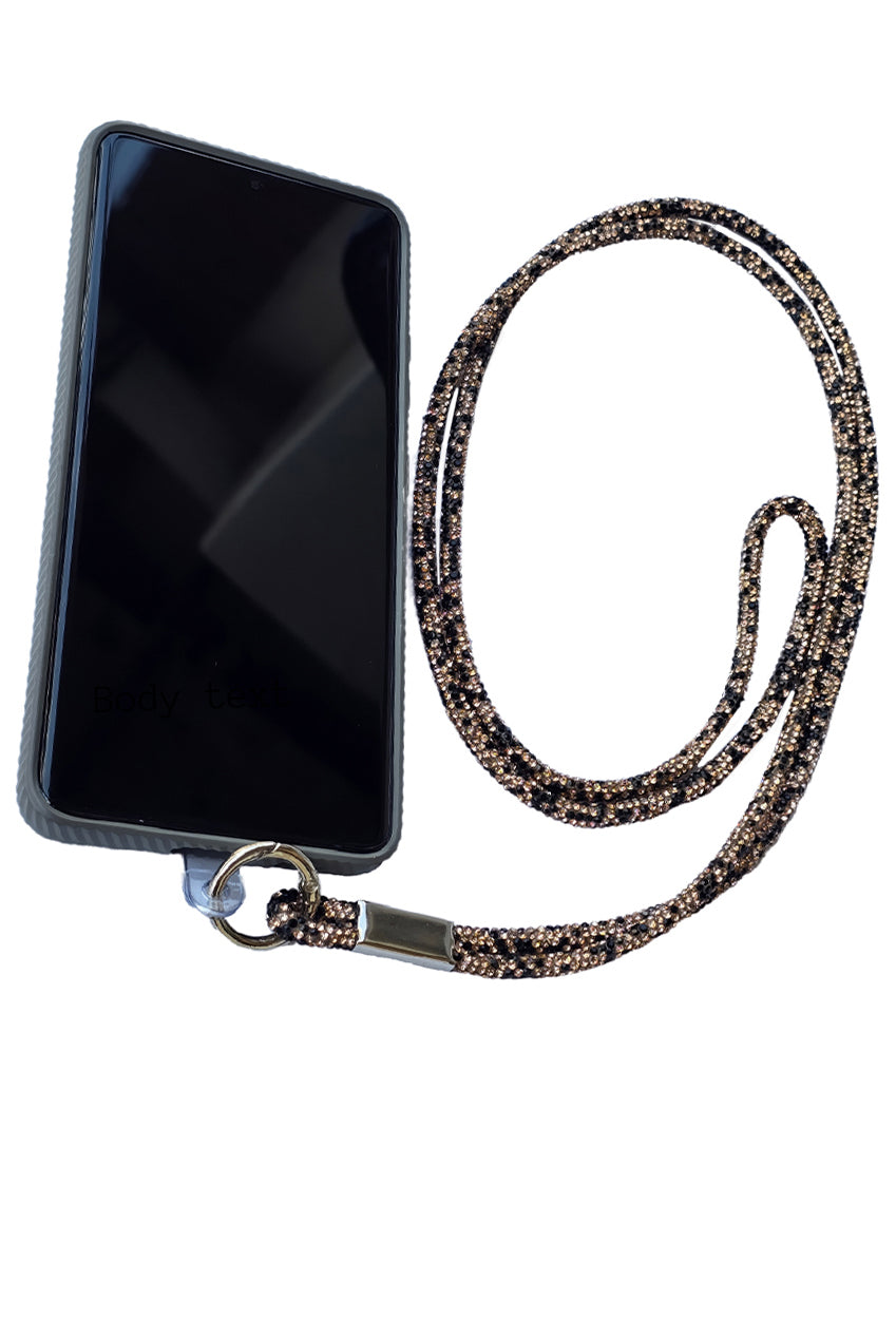 Goddiva Accessories Embellished Phone Strap - Black & Gold