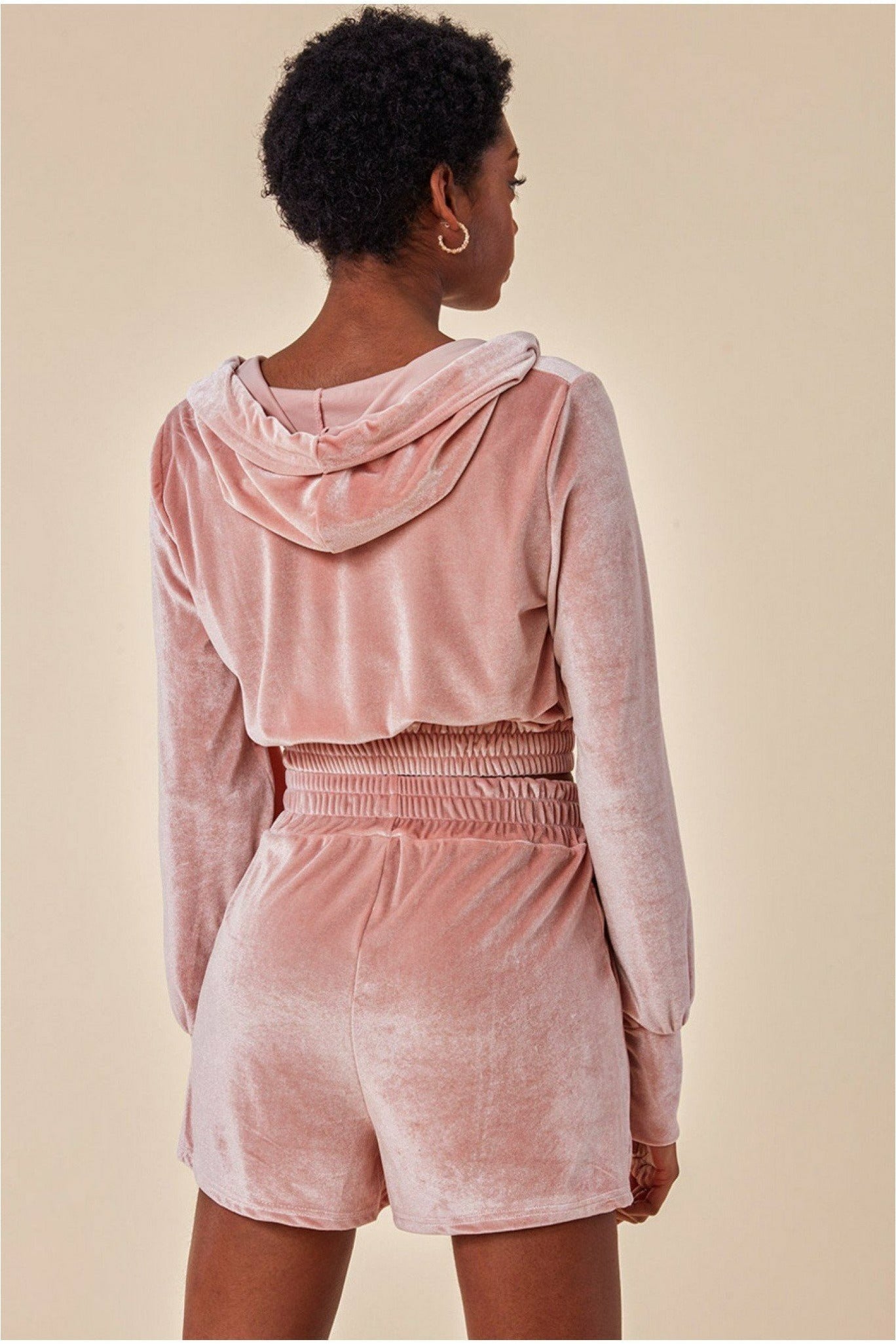 Cosmochic Velour Hoodie & Short Set - Pink