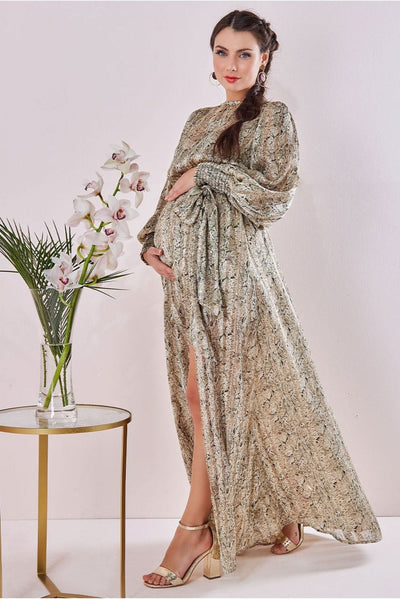 SnakePrint - Goddiva Maternity Chiffon Printed Maxi Snake Print