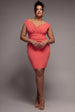 Goddiva Plus Bardot Pleated Midi Dress - Coral