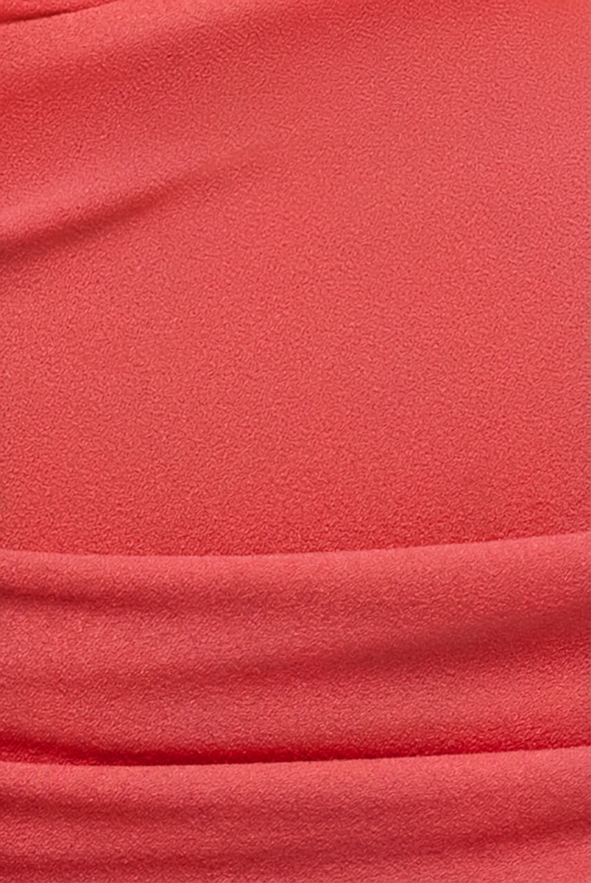 Goddiva Plus Bardot Pleated Midi Dress - Coral