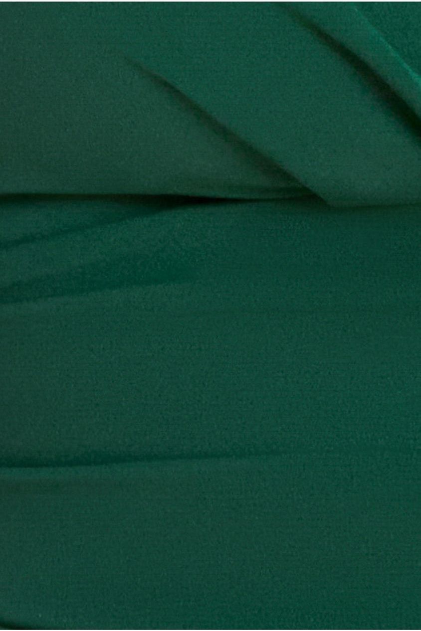 Goddiva Bardot Pleated Midi Dress - Emerald Green