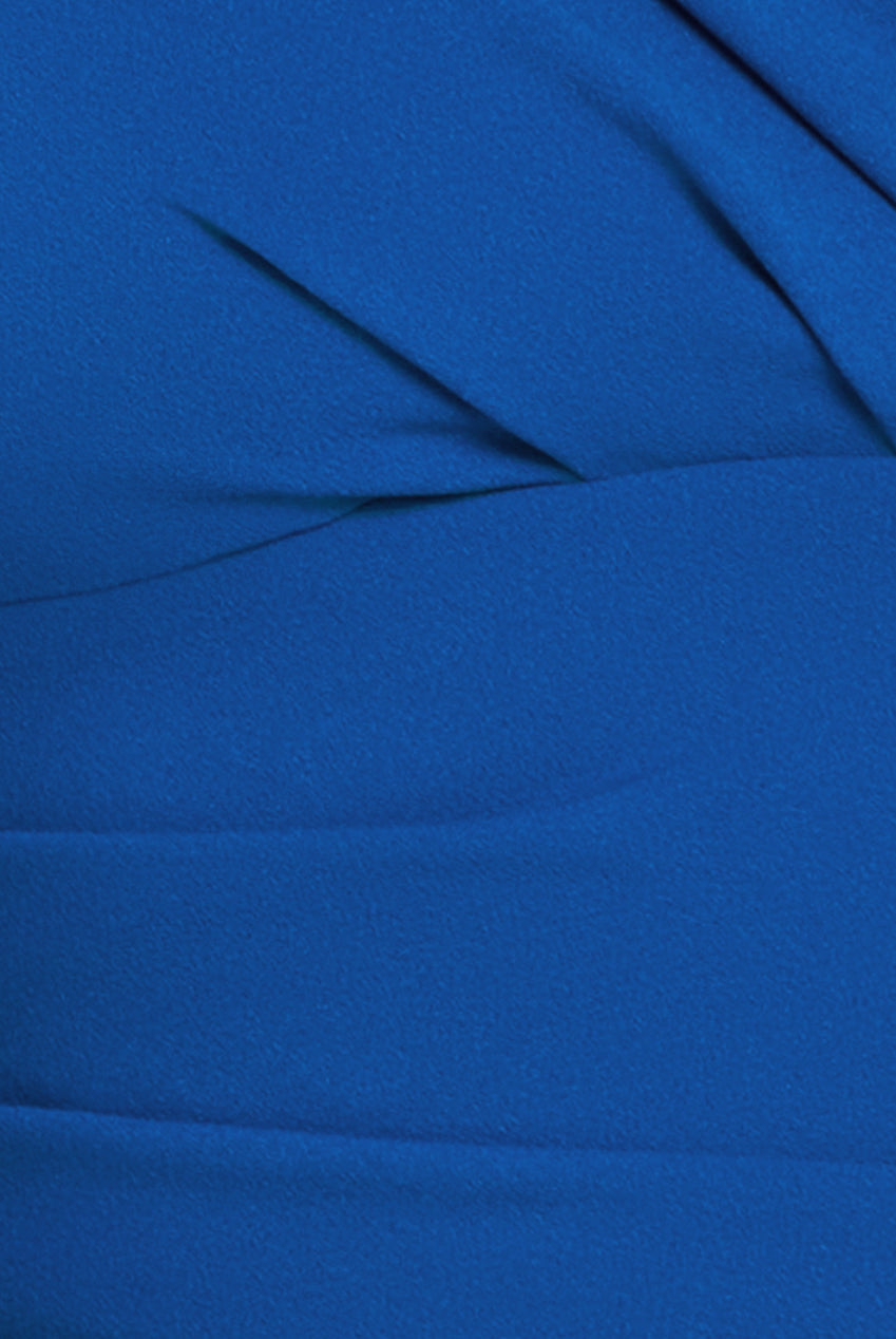 Goddiva Bardot Pleated Midi Dress - Royal Blue