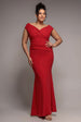 Goddiva Plus Bardot Pleated Maxi Dress - Red