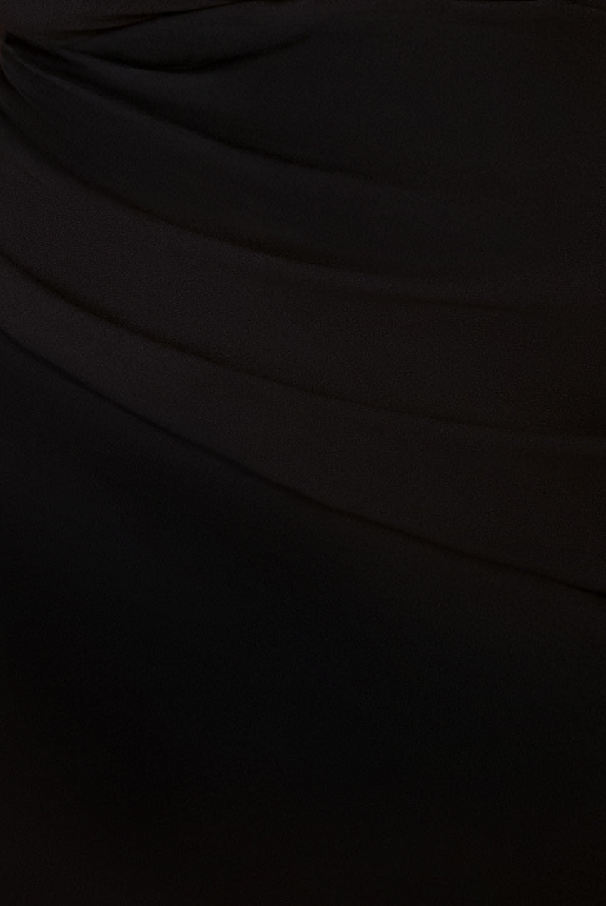 Goddiva Plus Bardot Pleated Maxi Dress - Black