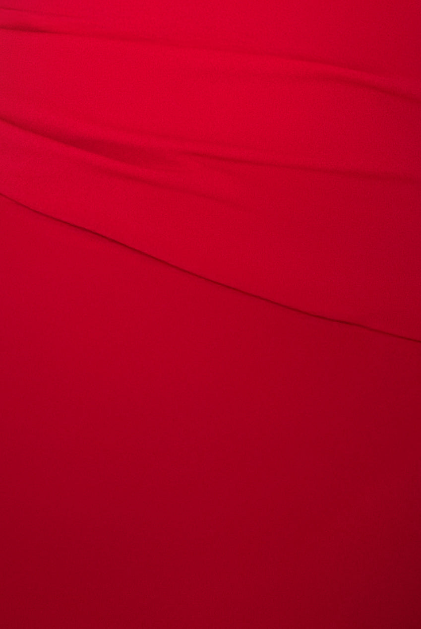 Goddiva Plus Bardot Pleated Maxi Dress - Red