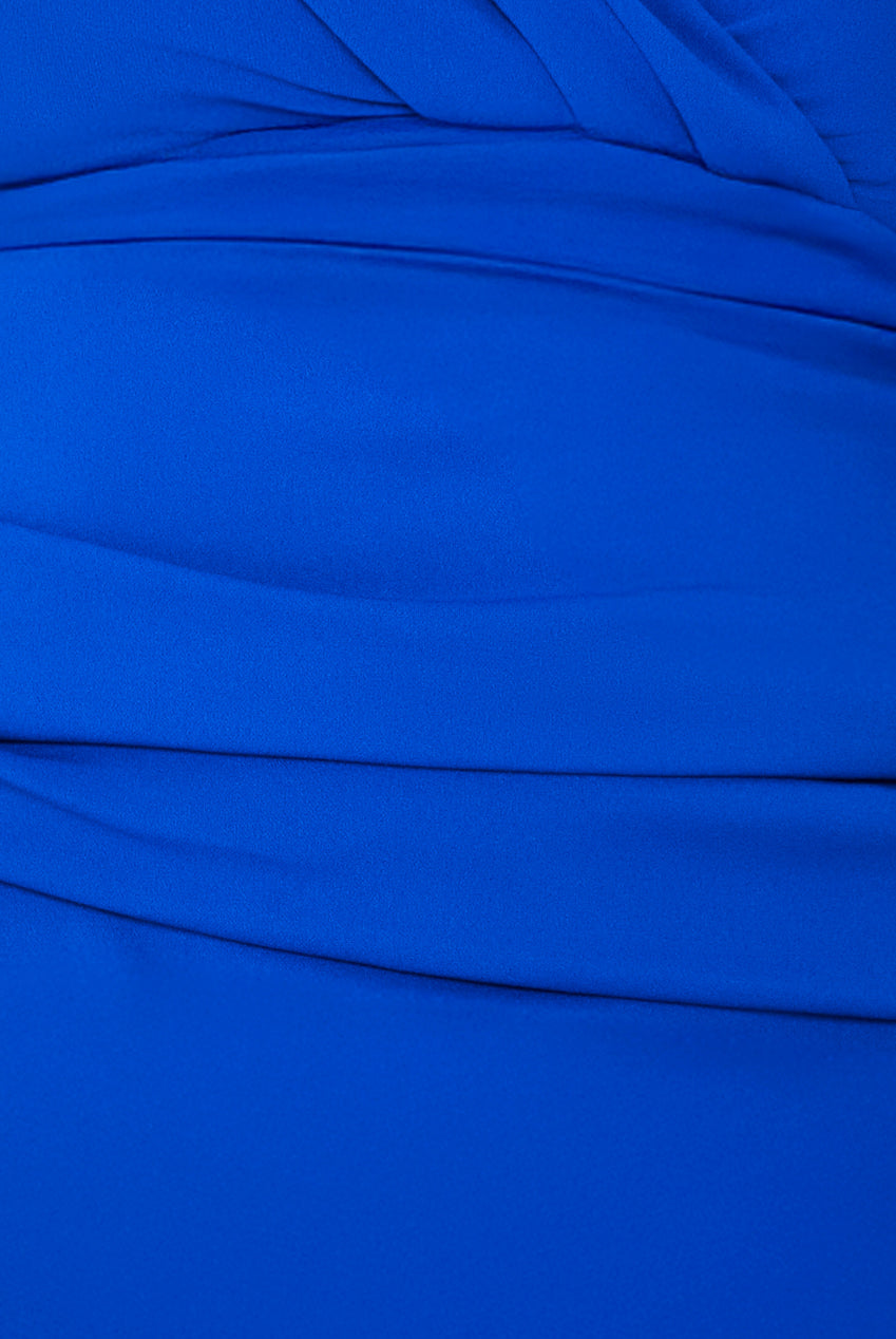 Goddiva Plus Bardot Pleated Maxi Dress - Royalblue