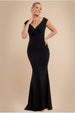 Goddiva Bardot Pleated Maxi Dress - Black