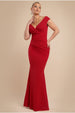 Goddiva Bardot Pleated Maxi Dress - Red