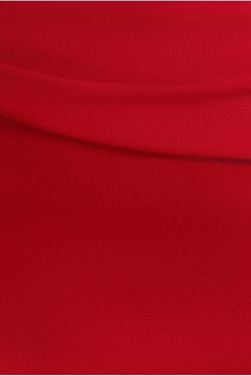 Goddiva Bardot Pleated Maxi Dress - Red