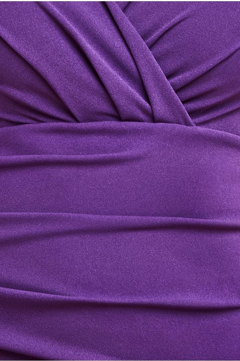 Goddiva Bardot Pleated Maxi Dress - Purple