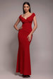 Goddiva Bardot Pleated Maxi Dress - Red