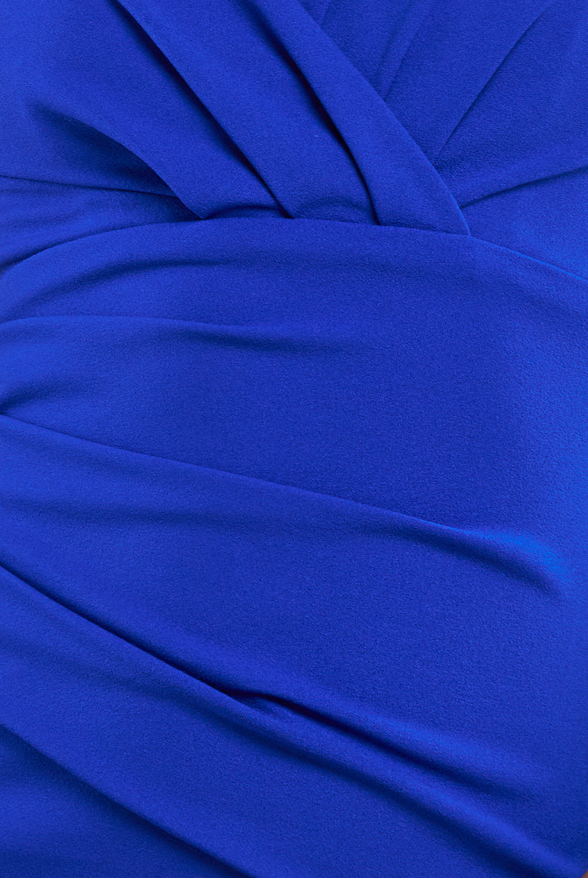 Goddiva Bardot Pleated Maxi Dress - Royal Blue