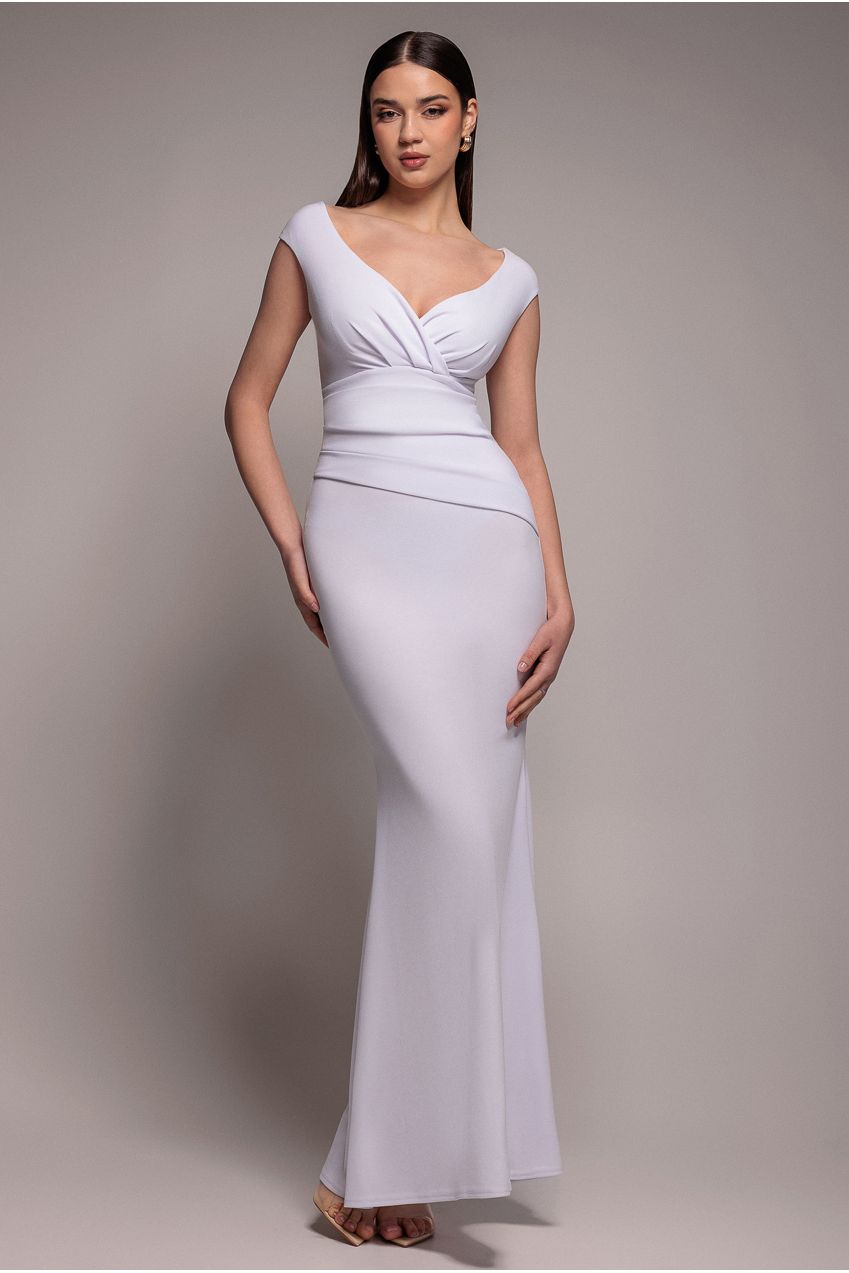 bardot pleated maxi dress Goddiva Bardot Pleated Maxi Dress