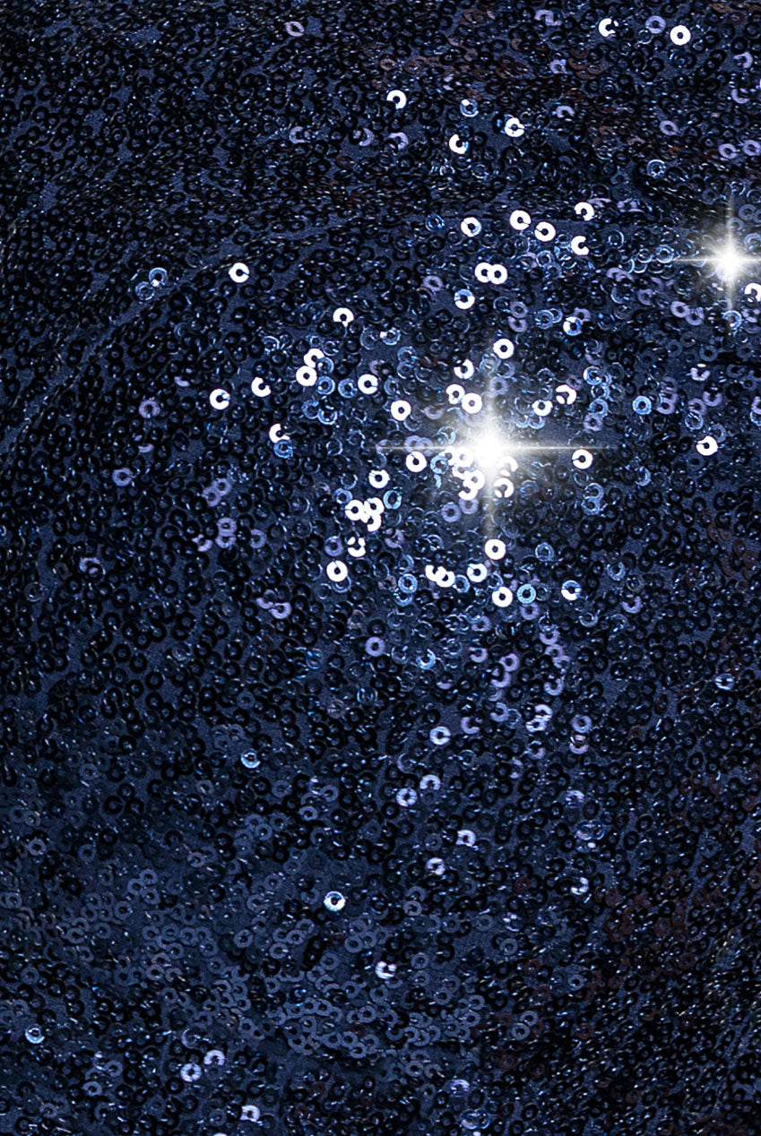 Goddiva Plus Chiffon & Sequin Embroidered Bardot Maxi Dress - Navy Blue