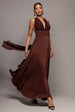 Goddiva Multiway Tie-Up Maxi Dress - Dark Brown