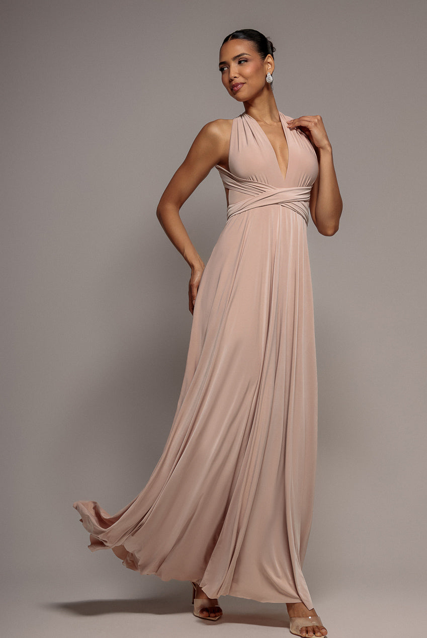 Multiway Tie-Up Maxi Dress - Dusty Pink