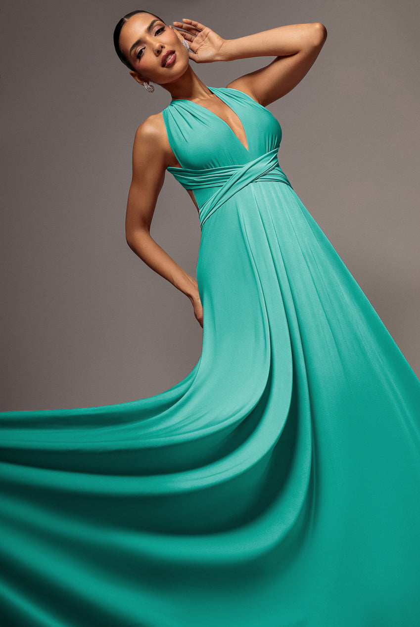 Goddiva Multiway Tie-Up Maxi Dress - Jade