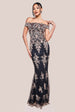 Goddiva Bardot Sequin Embroidered Maxi Dress - Champagne