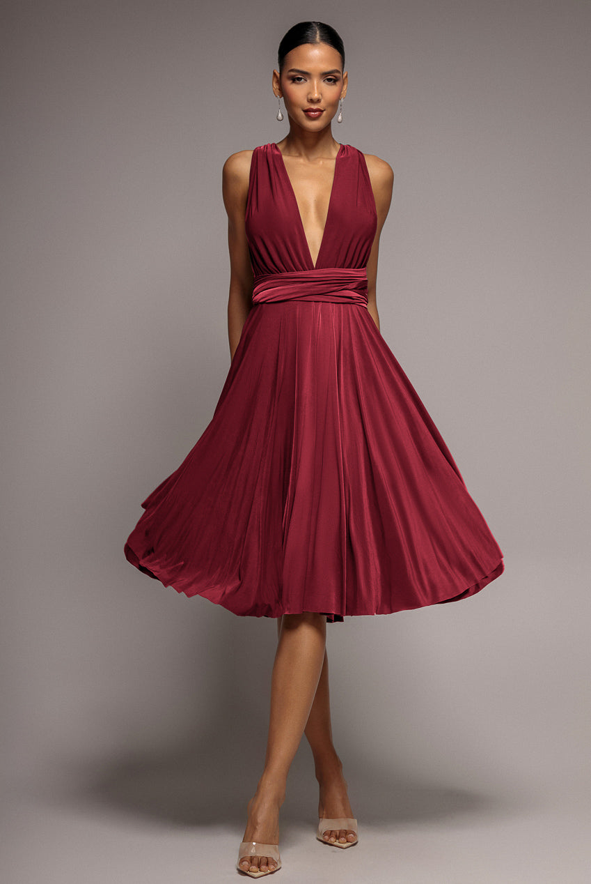 Goddiva Soft Touch Multi Way Open Back Midi Dress - Berry