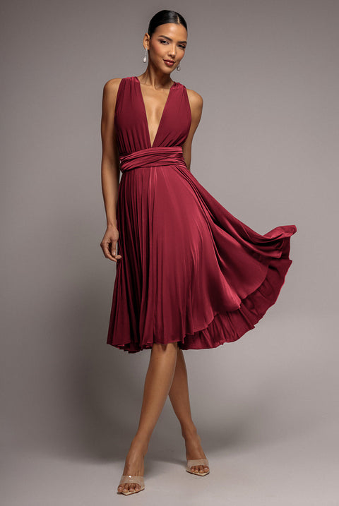 Goddiva Soft Touch Multi Way Open Back Midi Dress - Berry