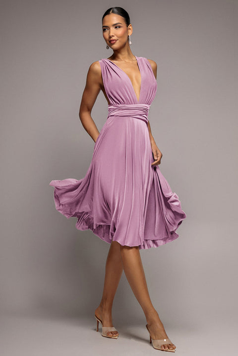 Goddiva Soft Touch Multi Way Open Back Midi Dress - Dusty Pink