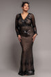 Goddiva Plus Starburst Sequin Maxi Dress - Black