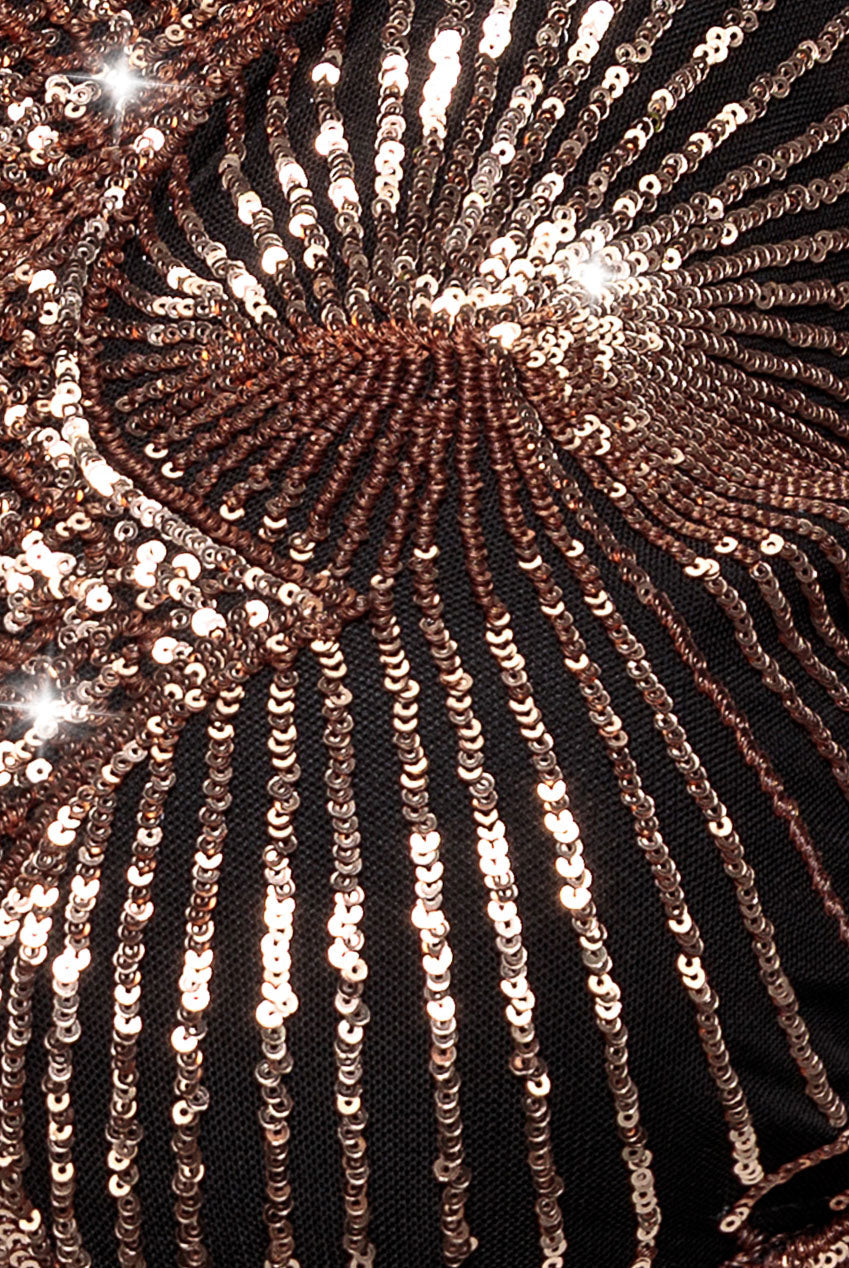 Goddiva Plus Plus Starburst Sequin Maxi Dress - Rose Gold