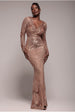 Goddiva Starburst Sequin Maxi Dress - Champagne
