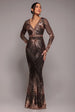 Goddiva Starburst Sequin Maxi Dress - Rosegold
