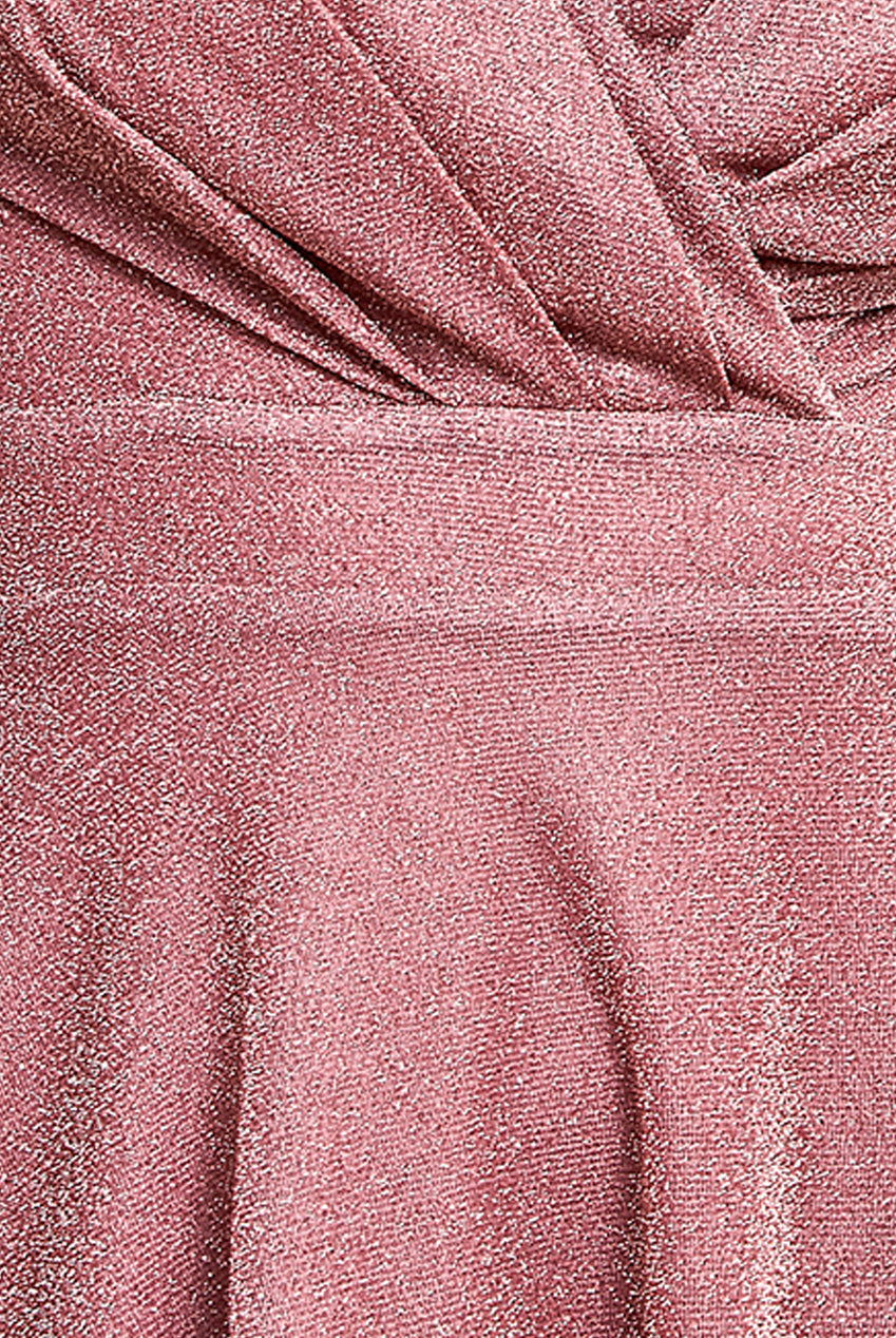 Goddiva Crossover Lurex Glitter Maxi Dress - Dark Rose
