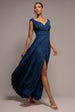 Goddiva Crossover Lurex Glitter Maxi Dress - Navy Blue