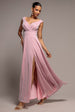 Goddiva Crossover Lurex Glitter Maxi Dress - Pink