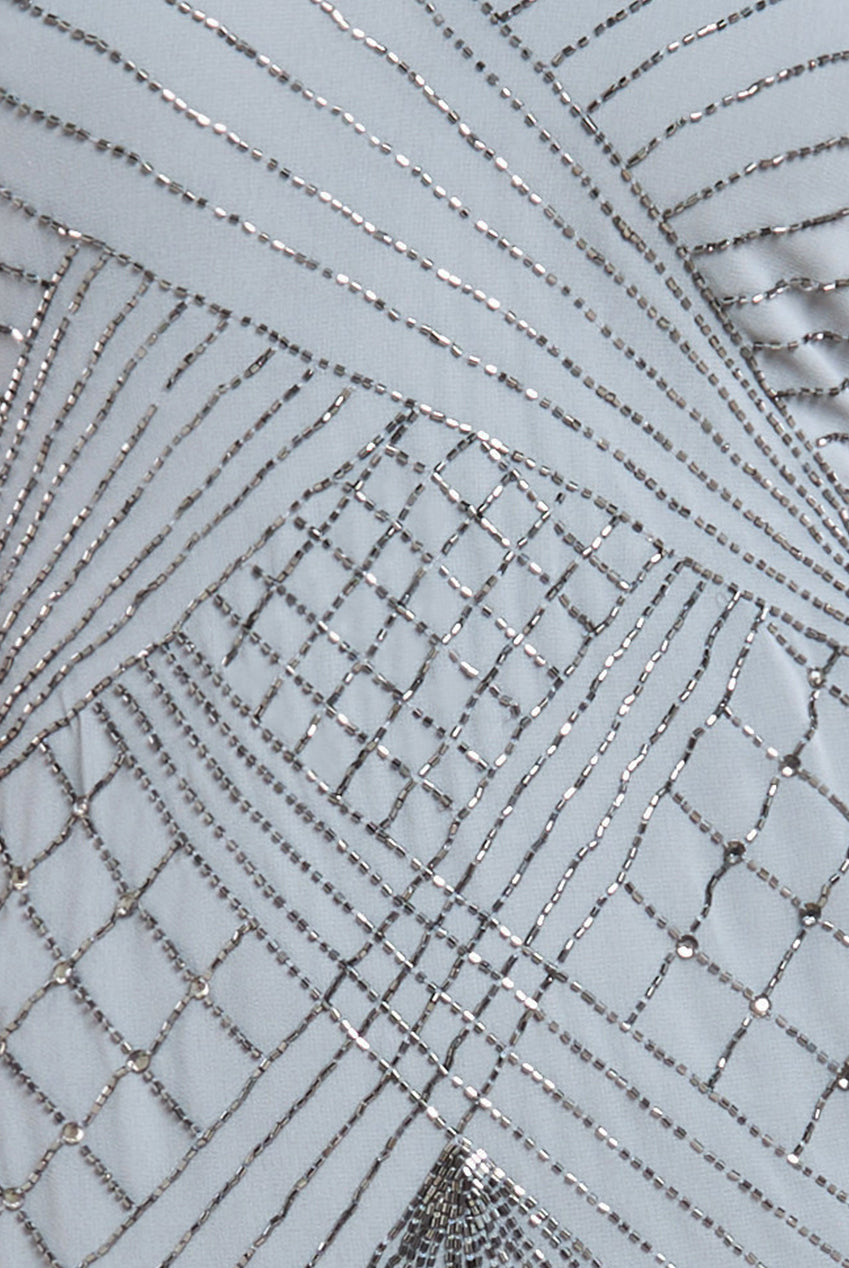 Goddiva Sleeveless Embellished Maxi Dress - Silver
