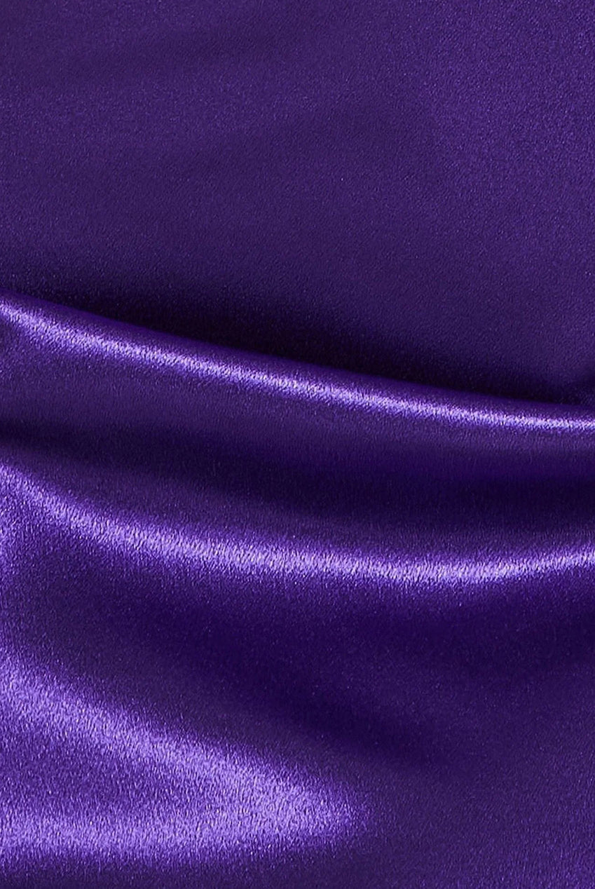 Goddiva Cowl Neck With Strappy Back Satin Maxi - Purple