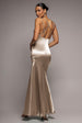 Goddiva Satin Cowl Neck With Strappy Back Maxi - Champagne