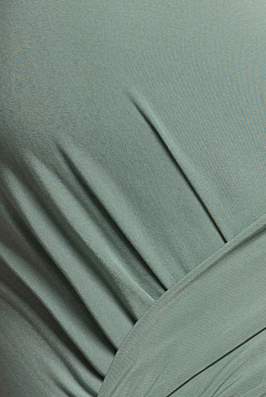 Goddiva Wrap Front Maxi Slip Dress With Waist Tie-Up - Dark Sage