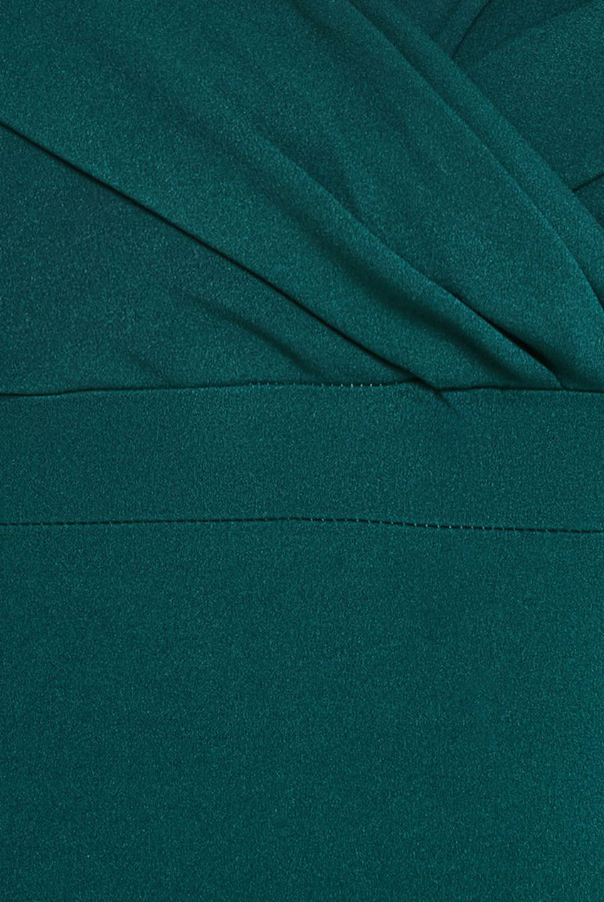 Goddiva Front Wrap Off The Shoulder Maxi Dress - Emerald