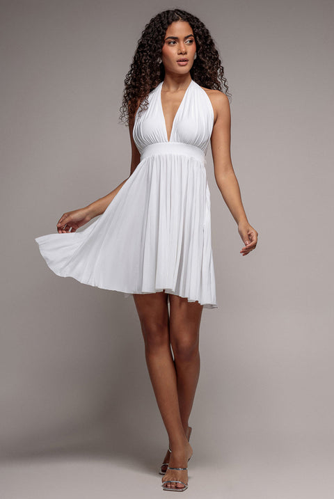 Goddiva Soft Touch Multiway Skater Mini Dress - White