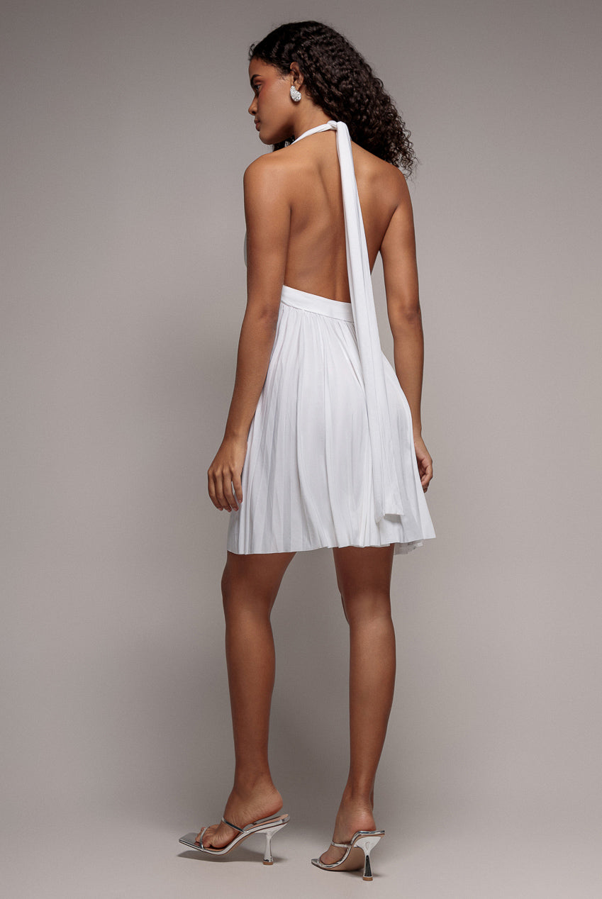 Goddiva Soft Touch Multiway Skater Mini Dress - White