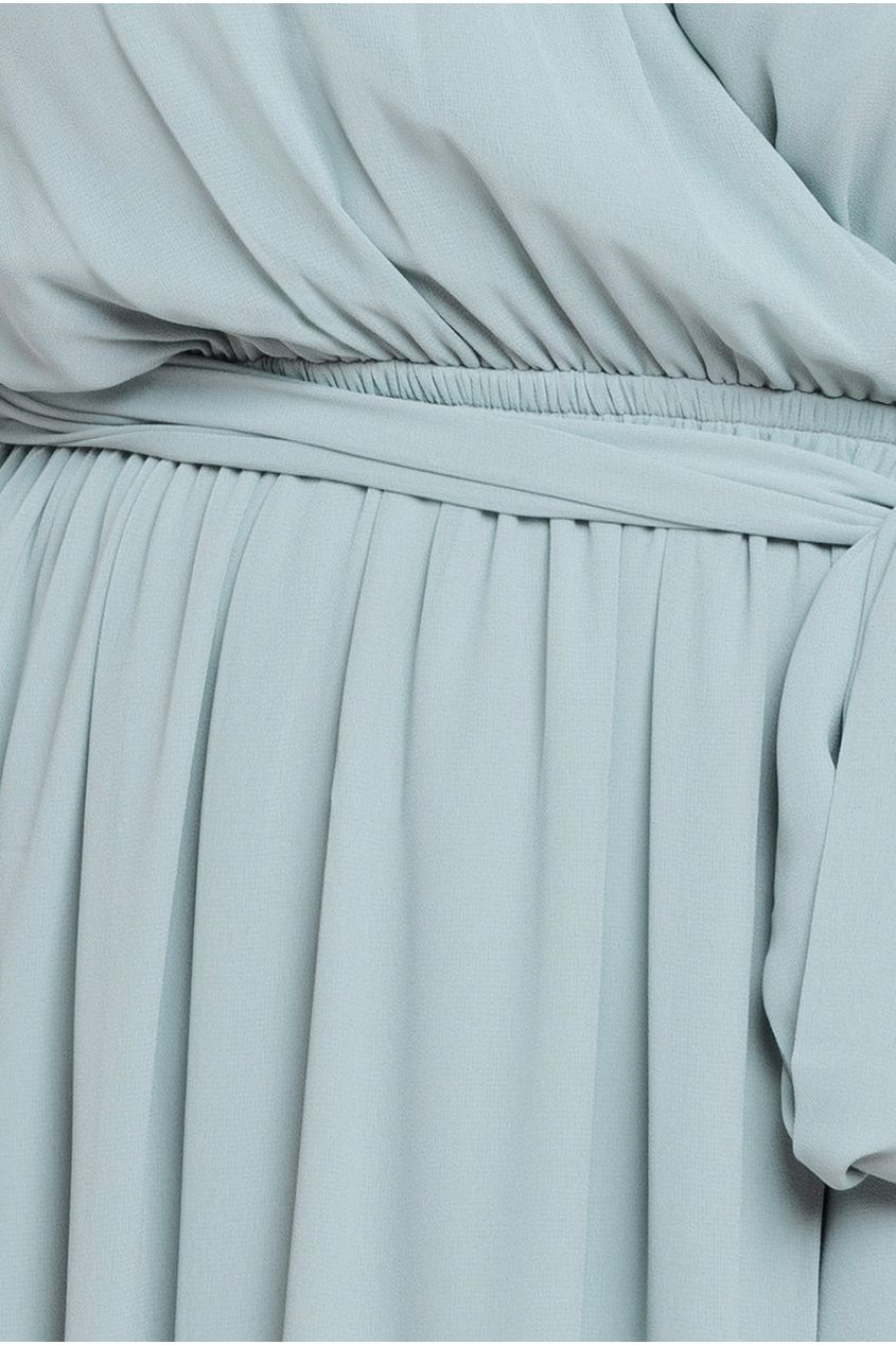 Goddiva Plus Flutter Sleeve Wrap Maxi Dress - Sage Green