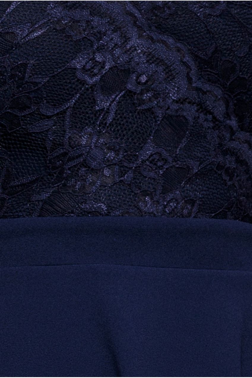 Goddiva Off The Shoulder Lace Skater Mini Dress - Navy Blue