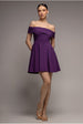 Goddiva Bardot Scuba Crepe Skater Mini Dress - Purple